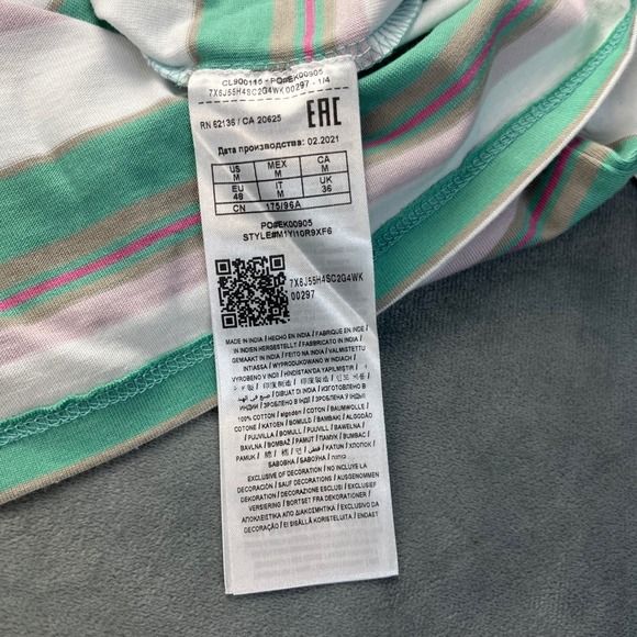 NWT Guess Originals Mens Medium Green White Pink Stripe Short Sleeve T Shirt Tee - Picture 7 of 7